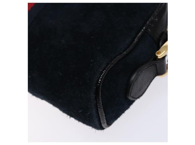 Borsa a Spalla Gucci Sherry Line in Camoscio Blu Navy Oro 517350 Auth sw1285 D'oro - vista 15