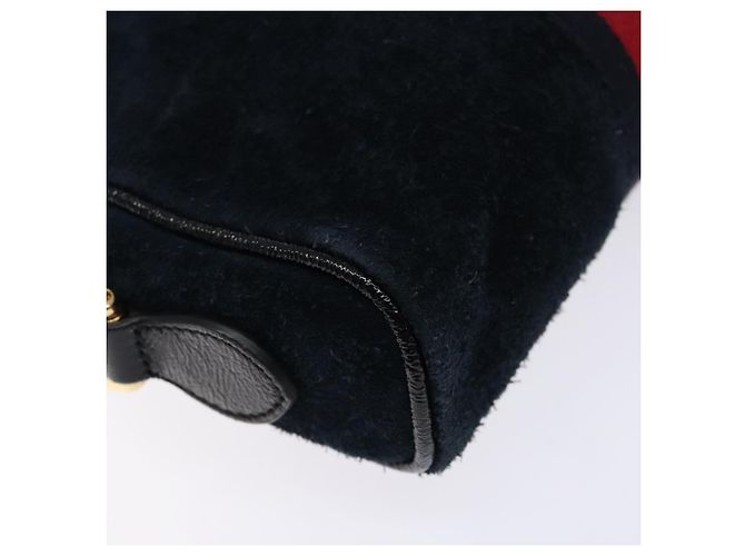 Borsa a Spalla Gucci Sherry Line in Camoscio Blu Navy Oro 517350 Auth sw1285 D'oro - vista 16
