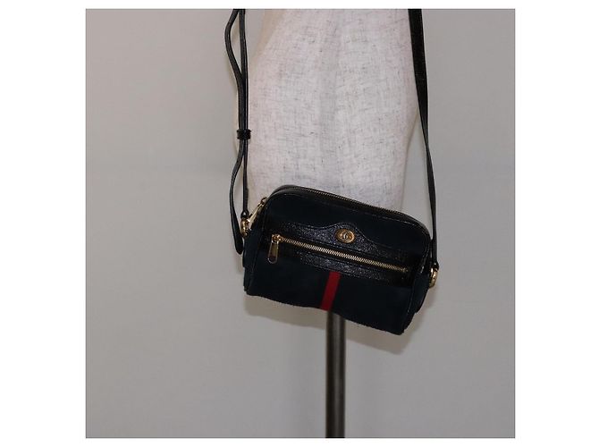 Borsa a Spalla Gucci Sherry Line in Camoscio Blu Navy Oro 517350 Auth sw1285 D'oro - vista 23