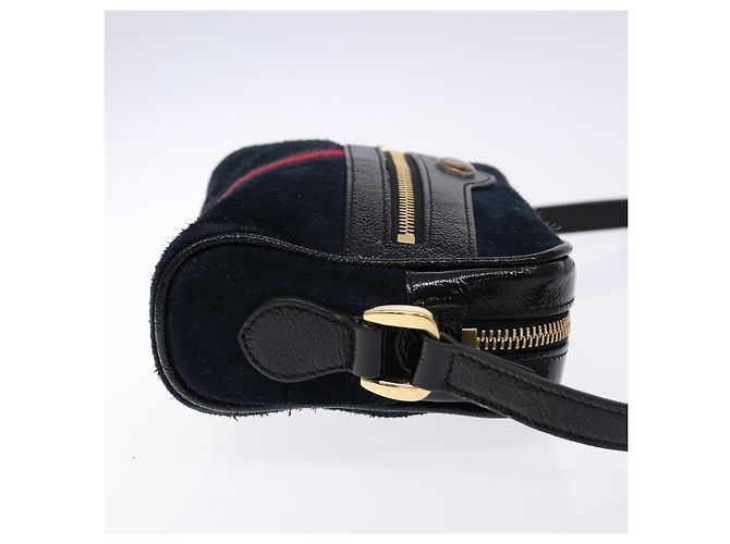Borsa a Spalla Gucci Sherry Line in Camoscio Blu Navy Oro 517350 Auth sw1285 D'oro - vista 3