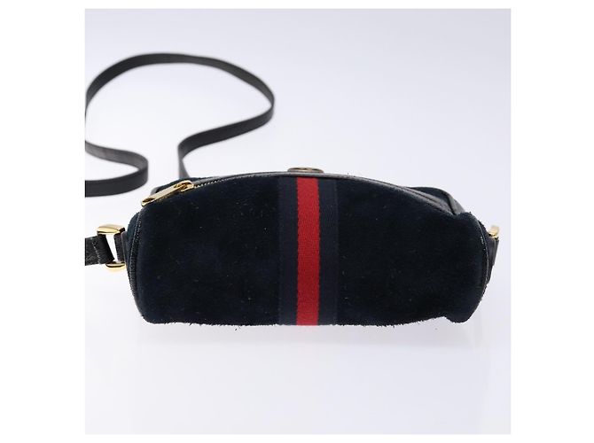 Borsa a Spalla Gucci Sherry Line in Camoscio Blu Navy Oro 517350 Auth sw1285 D'oro - vista 5