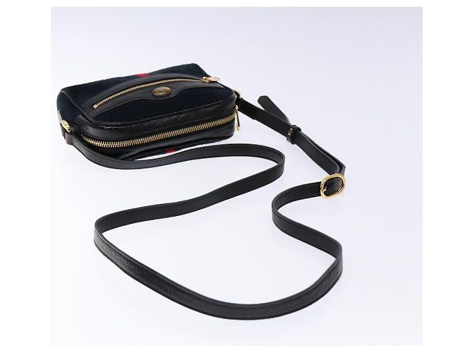 Borsa a Spalla Gucci Sherry Line in Camoscio Blu Navy Oro 517350 Auth sw1285 D'oro - vista 7