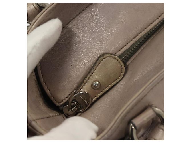 Borsa a mano in pelle Gancini Salvatore Ferragamo 2 in 1 Viola Argento Auth 134695 Porpora - vista 19