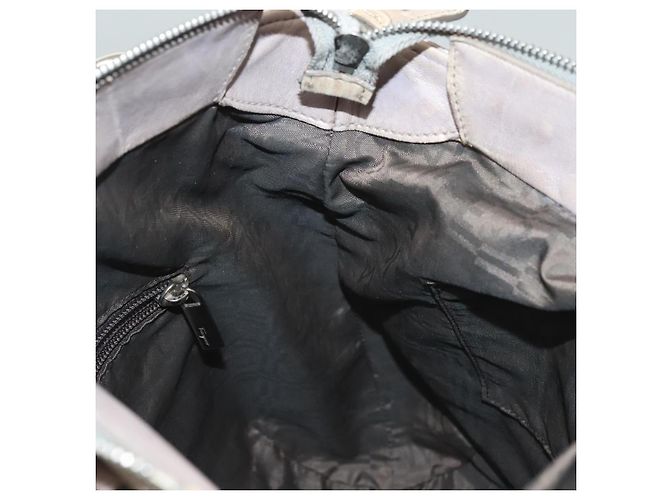 Borsa a mano in pelle Gancini Salvatore Ferragamo 2 in 1 Viola Argento Auth 134695 Porpora - vista 21