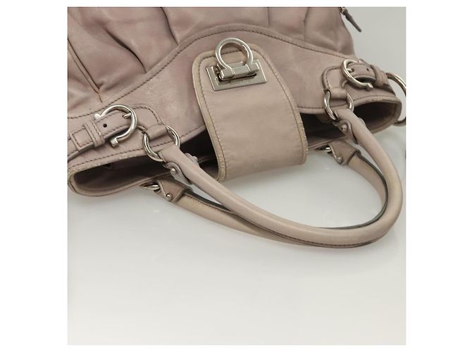 Borsa a mano in pelle Gancini Salvatore Ferragamo 2 in 1 Viola Argento Auth 134695 Porpora - vista 6