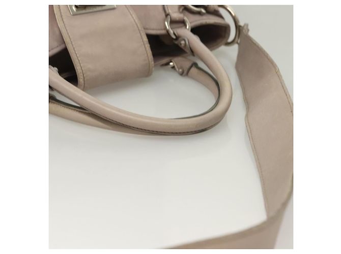 Borsa a mano in pelle Gancini Salvatore Ferragamo 2 in 1 Viola Argento Auth 134695 Porpora - vista 7