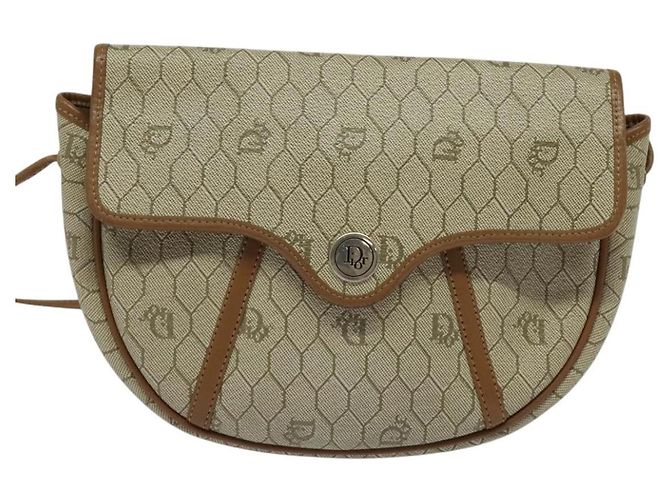 Christian Dior Borsa a spalla in tela a nido d'ape PVC beige oro Auth ar13702 D'oro - vista 13
