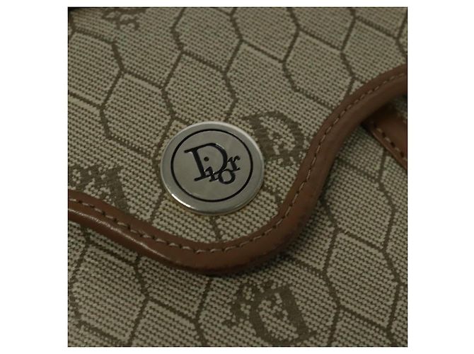 Christian Dior Borsa a spalla in tela a nido d'ape PVC beige oro Auth ar13702 D'oro - vista 17