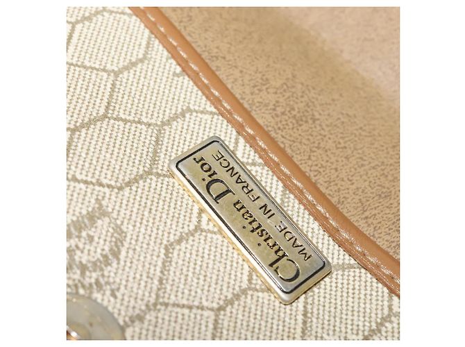 Christian Dior Borsa a spalla in tela a nido d'ape PVC beige oro Auth ar13702 D'oro - vista 18