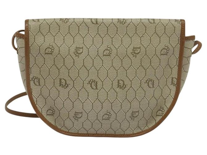 Christian Dior Borsa a spalla in tela a nido d'ape PVC beige oro Auth ar13702 D'oro - vista 2