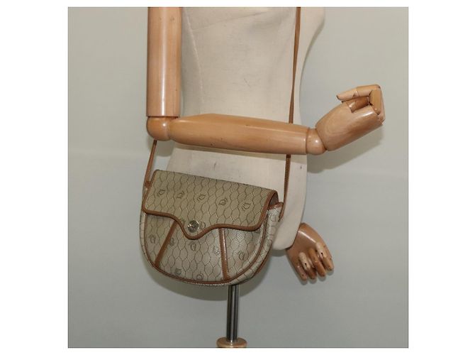 Christian Dior Borsa a spalla in tela a nido d'ape PVC beige oro Auth ar13702 D'oro - vista 21
