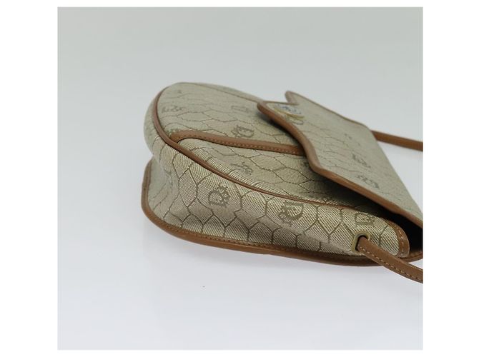 Christian Dior Borsa a spalla in tela a nido d'ape PVC beige oro Auth ar13702 D'oro - vista 4