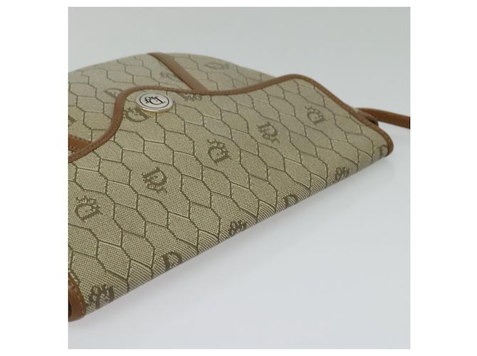 Christian Dior Borsa a spalla in tela a nido d'ape PVC beige oro Auth ar13702 D'oro - vista 6
