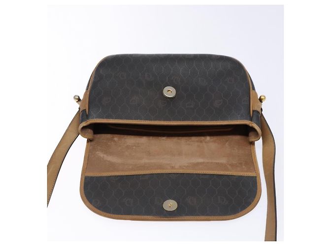 Borsa a spalla in tela a nido d'ape PVC nera e oro Christian Dior Auth 134233 Nero D'oro - vista 10