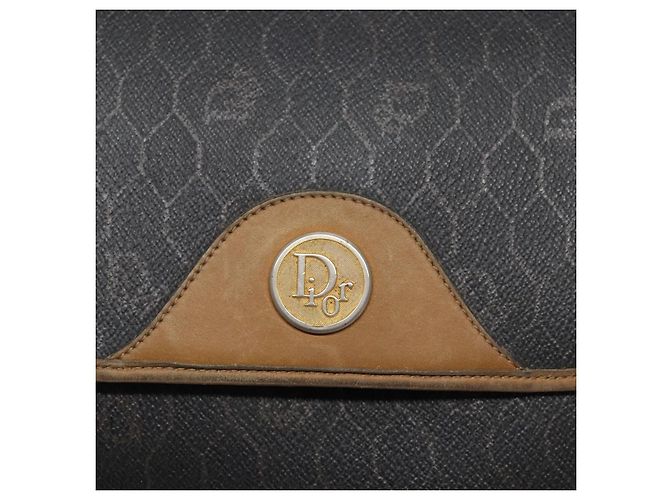 Borsa a spalla in tela a nido d'ape PVC nera e oro Christian Dior Auth 134233 Nero D'oro - vista 18