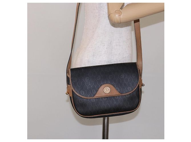 Borsa a spalla in tela a nido d'ape PVC nera e oro Christian Dior Auth 134233 Nero D'oro - vista 22