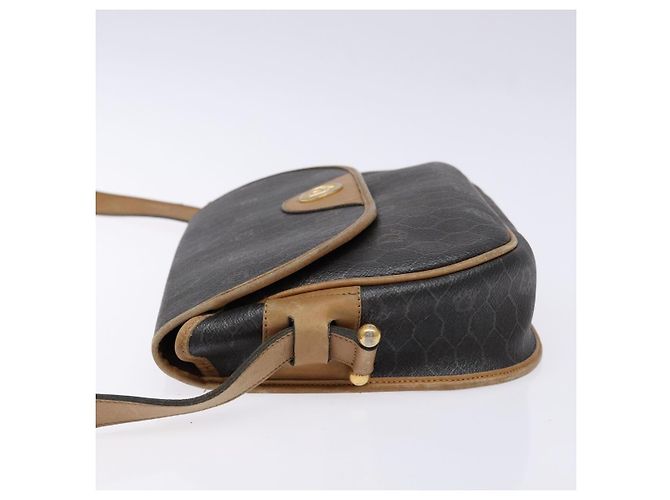 Borsa a spalla in tela a nido d'ape PVC nera e oro Christian Dior Auth 134233 Nero D'oro - vista 3