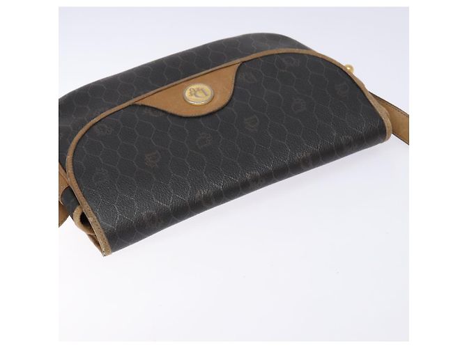 Borsa a spalla in tela a nido d'ape PVC nera e oro Christian Dior Auth 134233 Nero D'oro - vista 6