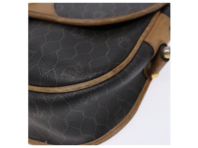 Borsa a spalla in tela a nido d'ape PVC nera e oro Christian Dior Auth 134233 Nero D'oro - vista 8