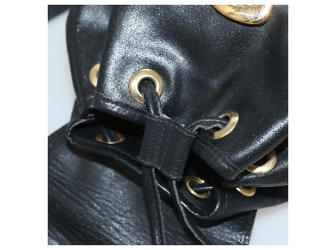 Zaino in pelle nera e oro Gianni Versace Auth am8724 Nero D'oro - vista 10