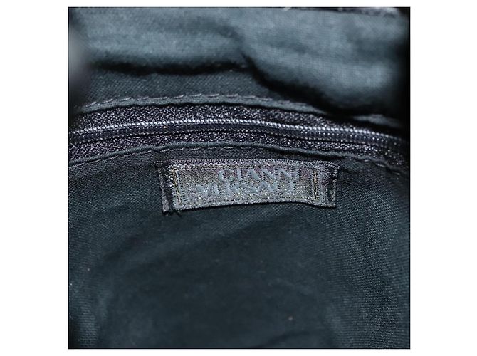 Zaino in pelle nera e oro Gianni Versace Auth am8724 Nero D'oro - vista 11