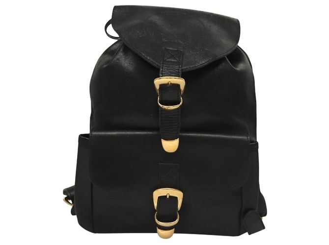 Zaino in pelle nera e oro Gianni Versace Auth am8724 Nero D'oro - vista 13