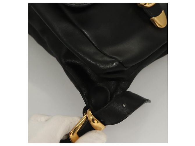 Zaino in pelle nera e oro Gianni Versace Auth am8724 Nero D'oro - vista 15