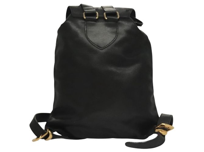 Zaino in pelle nera e oro Gianni Versace Auth am8724 Nero D'oro - vista 2