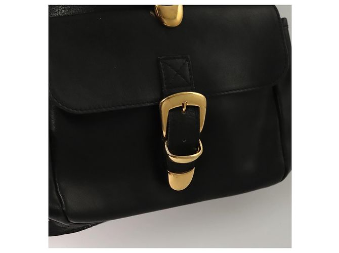 Zaino in pelle nera e oro Gianni Versace Auth am8724 Nero D'oro - vista 20