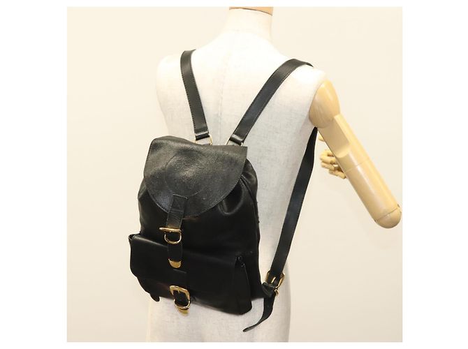 Zaino in pelle nera e oro Gianni Versace Auth am8724 Nero D'oro - vista 25