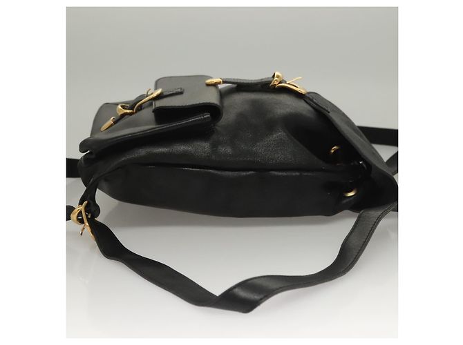 Zaino in pelle nera e oro Gianni Versace Auth am8724 Nero D'oro - vista 3
