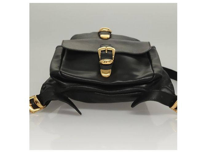Zaino in pelle nera e oro Gianni Versace Auth am8724 Nero D'oro - vista 5
