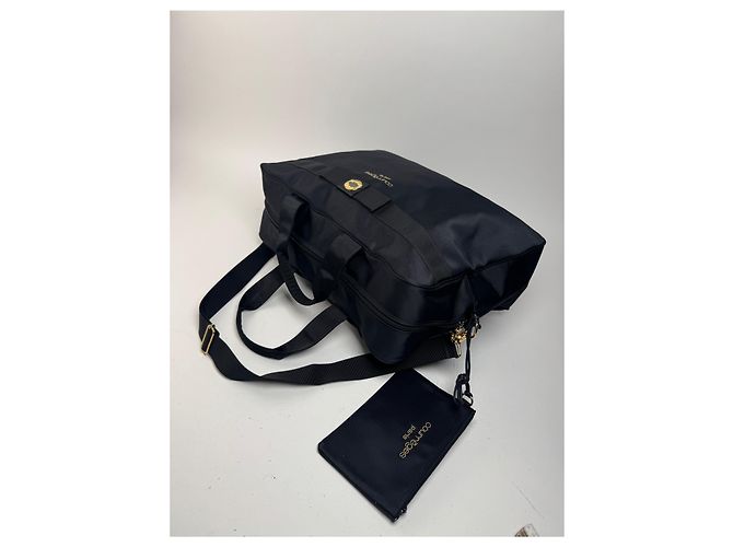 Borsa duffel in cotone 2Way Courreges Paris vintage nera Nero - vista 11
