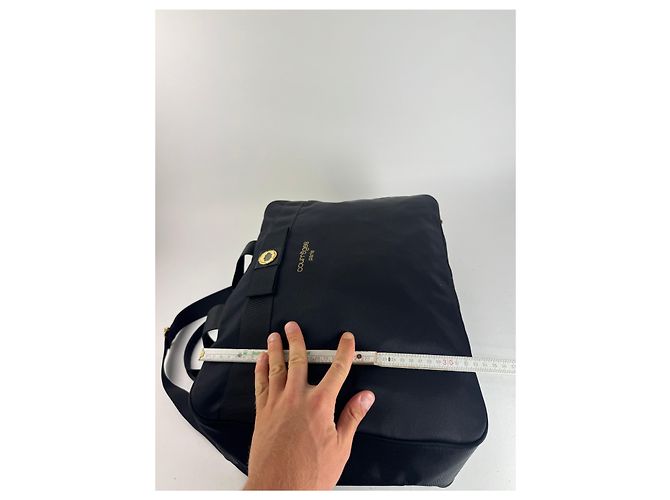 Borsa duffel in cotone 2Way Courreges Paris vintage nera Nero - vista 13