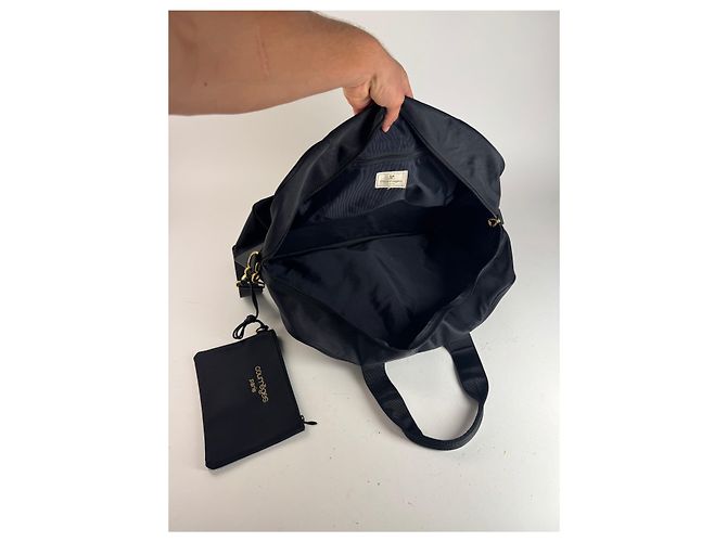 Borsa duffel in cotone 2Way Courreges Paris vintage nera Nero - vista 3