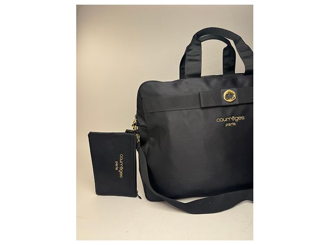 Borsa duffel in cotone 2Way Courreges Paris vintage nera Nero - vista 5