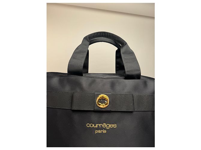 Borsa duffel in cotone 2Way Courreges Paris vintage nera Nero - vista 6