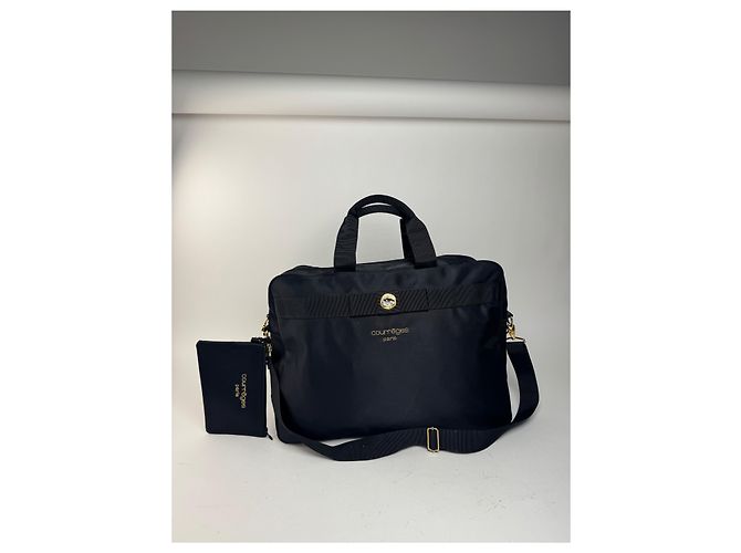 Borsa duffel in cotone 2Way Courreges Paris vintage nera Nero - vista 7