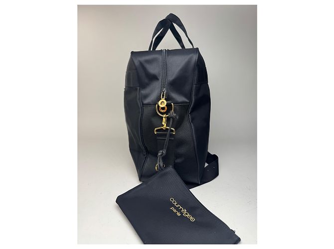 Borsa duffel in cotone 2Way Courreges Paris vintage nera Nero - vista 8