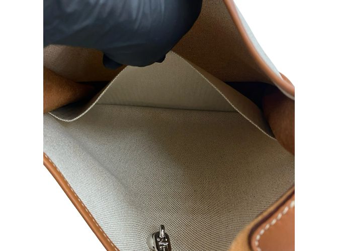 Borsa a Spalla in Pelle H Buffle Toile PM Vespa di Hermès Marrone Bianco - vista 10