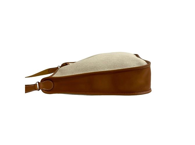 Borsa a Spalla in Pelle H Buffle Toile PM Vespa di Hermès Marrone Bianco - vista 5