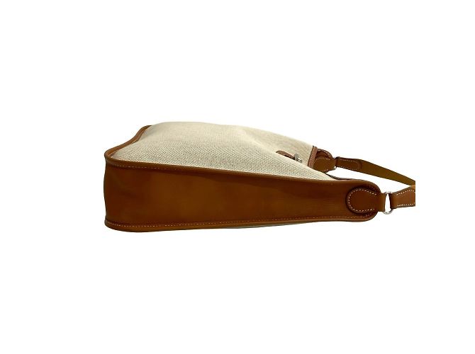 Borsa a Spalla in Pelle H Buffle Toile PM Vespa di Hermès Marrone Bianco - vista 6