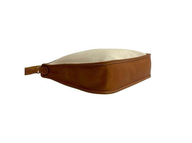 Borsa a Spalla in Pelle H Buffle Toile PM Vespa di Hermès Marrone Bianco - vista 7