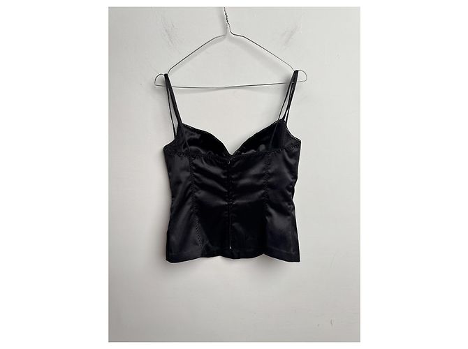 Dolce & Gabbana Top Corsetto in Satin Nero - vista 5
