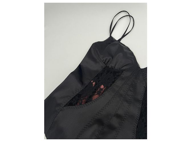 Dolce & Gabbana Top Corsetto in Satin Nero - vista 7