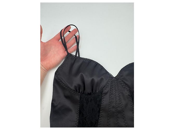 Dolce & Gabbana Top Corsetto in Satin Nero - vista 8