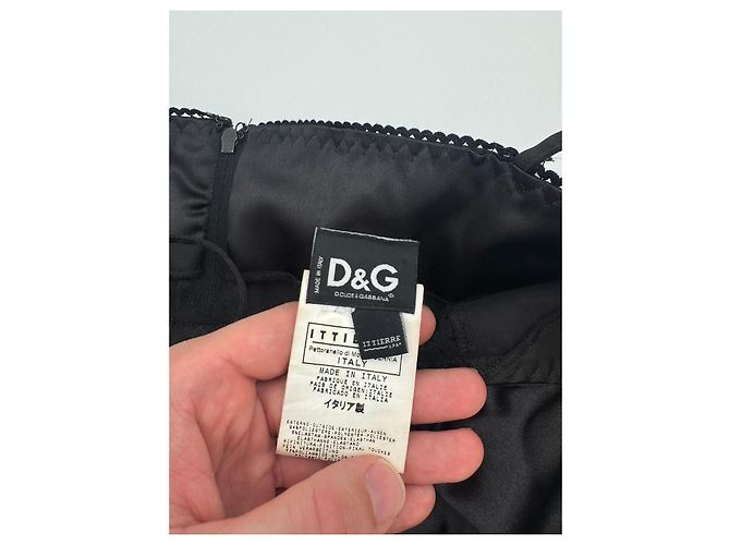 Dolce & Gabbana Top Corsetto in Satin Nero - vista 9