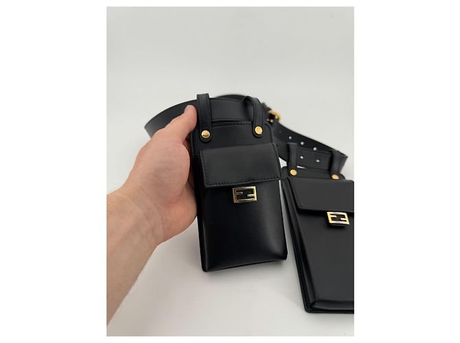 Borsa a cintura Fendi in pelle nera Nero - vista 12