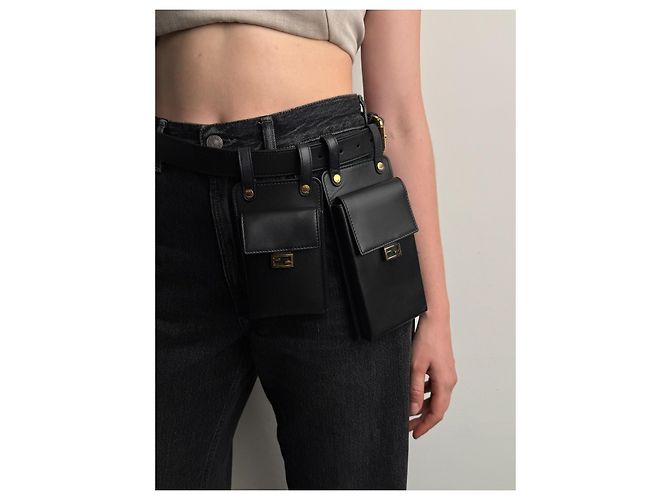 Borsa a cintura Fendi in pelle nera Nero - vista 3
