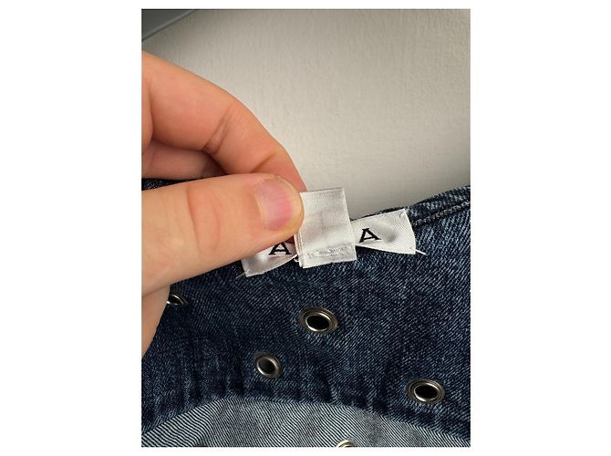 Giacca cropped in denim blu con occhielli Alaïa - vista 3